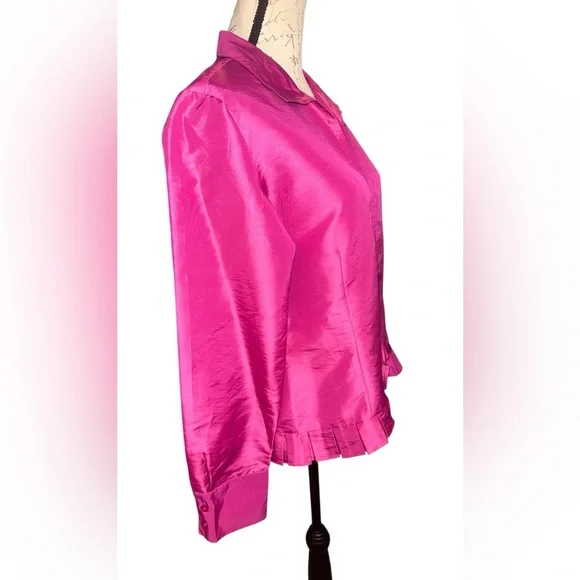 Oscar de la Renta Fuchsia Satin Blouse - Picture 5 of 6